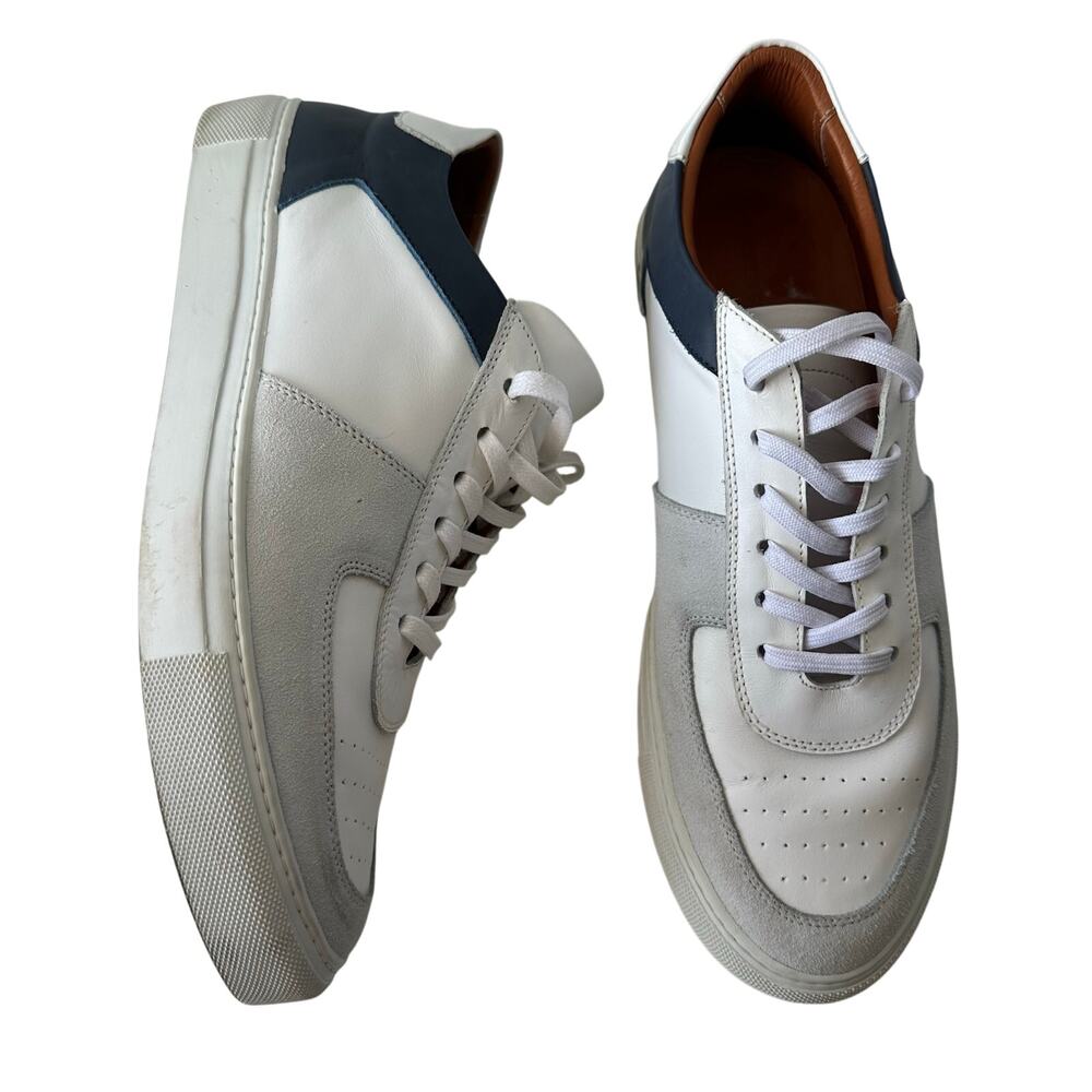 Beckett Simonon Garcia (8.5) Leather White/Blue Court Sneakers Minimalist